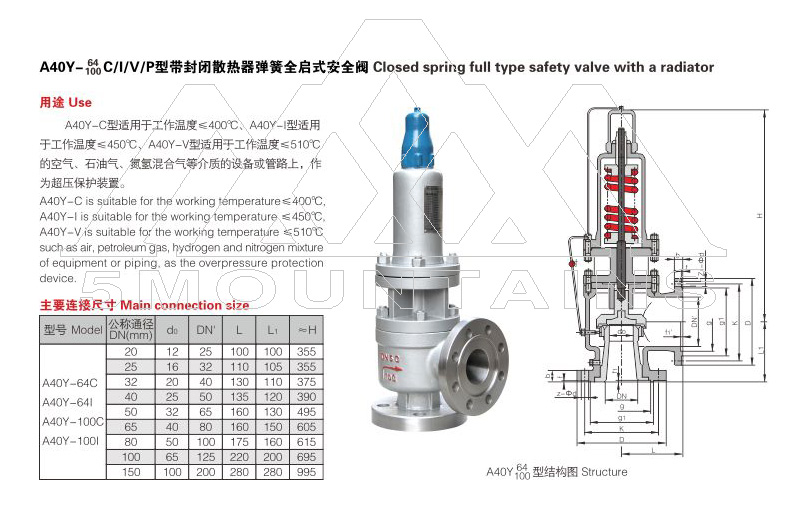 A40Y带散热器弹簧全启式安全阀